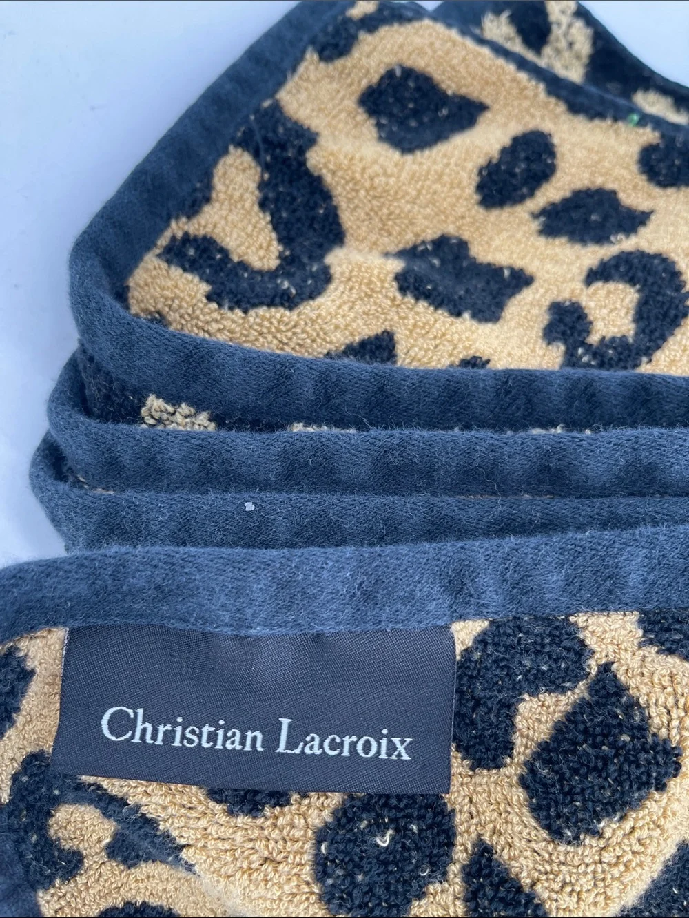 Christian Lacroix Black and Gold Leopard Print Bath Towels-Set Of 3